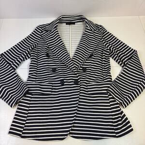 Banana Republic Knit Striped Navy and White Women's Blazer Size Medium Bin6